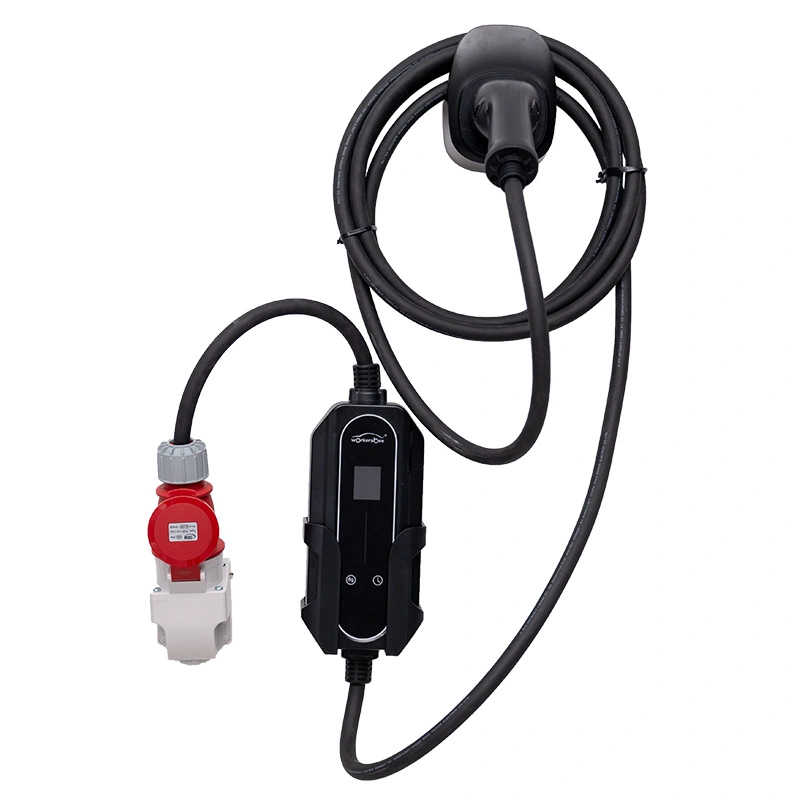 Caricabatterie CA EV portatile da 7 kW con alloggiamento in acrilico per la ricarica domestica ed esterna
